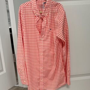 Vineyard Vines Kids Orange Gingham Button Down Shirt